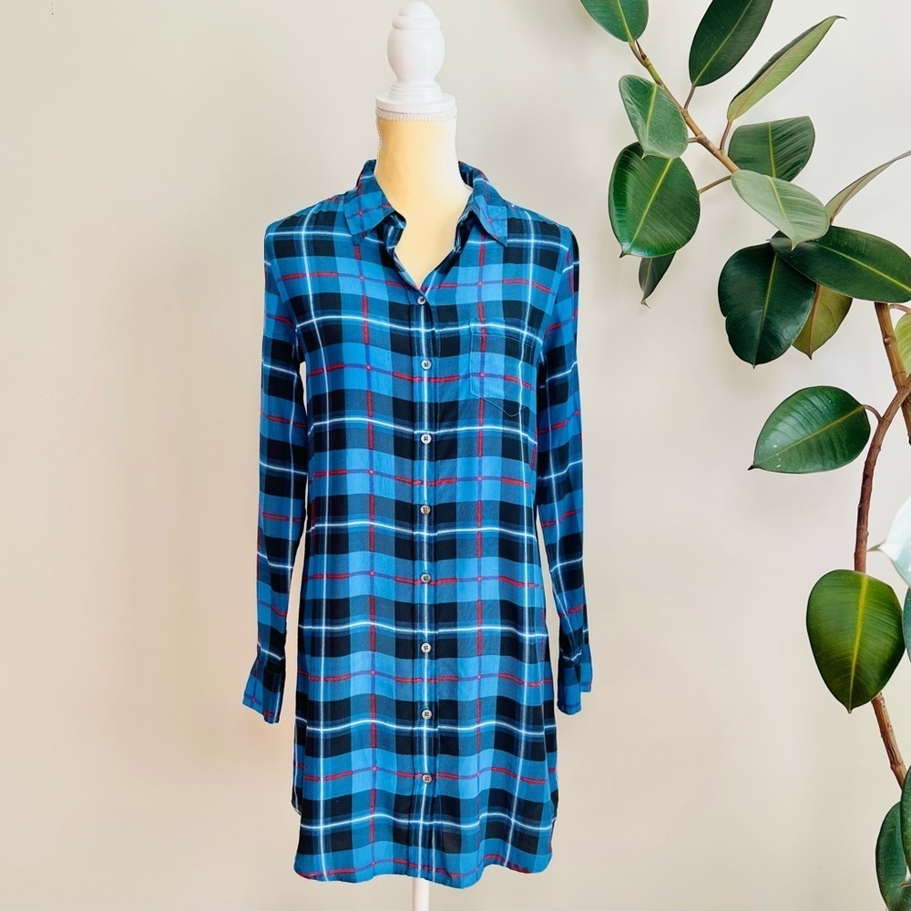 Equipment Silk Plaid Shirt Dress - Picture 2 of 7